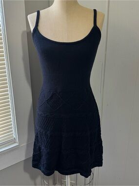 American Eagle Outfitters Navy Knit Spaghetti-Strap Mini Dress‎